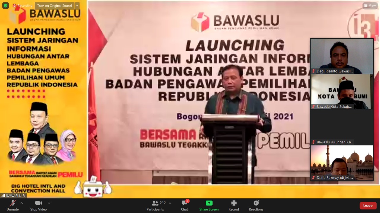 Bawaslu Meranti Hadiri Launching SIJARI Hubungan Antar Lembaga Bawaslu RI