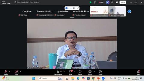 Zoom Sosialisasi Pendampingan Hukum Dugaan Tindak Pidana Korupsi Bawaslu Provinsi Riau