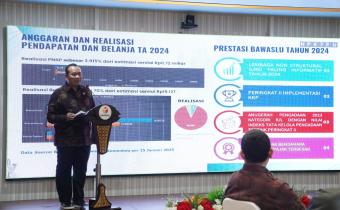 Pimpinan Pemeriksaan Keuangan Negara I, Nyoman Adhi Suryadnyana dalam Entry Meeting Pemeriksaan Laporan Keuangan Bawaslu Tahun Anggaran 2024, di Jakarta, Kamis, (23/1/2025).