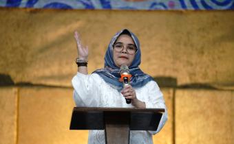 Anggota Bawaslu Lolly Suhenty saat memberikan sambutan dalam agenda Rapat Koordinasi Pasca Pilkada 2024 di Kota Bogor bersama Seluruh Jajaran Pengawas Pemilu di Kota Bogor, Jumat (24/1/2024).