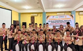 Foto Bersama saat setelah pengukuhan Saka Adhyasta Pemilu Bawaslu Kepulauan Meranti